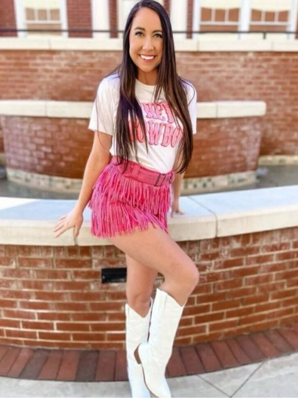 Nylon Apparel Pink rhinestone Fringe Skort Set Cropped Tank + Mini Skirt Small - Picture 3 of 14